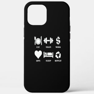Eat Train Work Love Sleep Repeat Motivational Gym iPhone 12 Pro Max Case