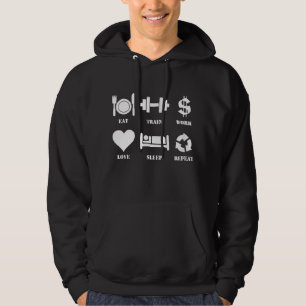 Eat Train Work Love Sleep Repeat Motivational Gym Hoodie
