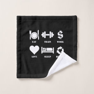 Eat Train Work Love Sleep Repeat Motivational Gym Wash Cloth