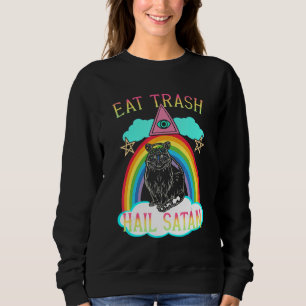 Eat Trash Hail Satan Raccoon Satanic Sweatshirt