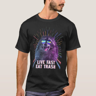 Eat Trash Racoon Panda Rave Old School Pilot Sung T-Shirt