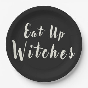 Eat Up Witches Fun Halloween Chic Black  Paper Plate