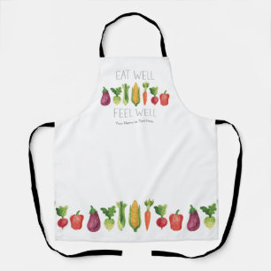 Eat Well Feel Well Watercolor Organic Vegetables  Apron