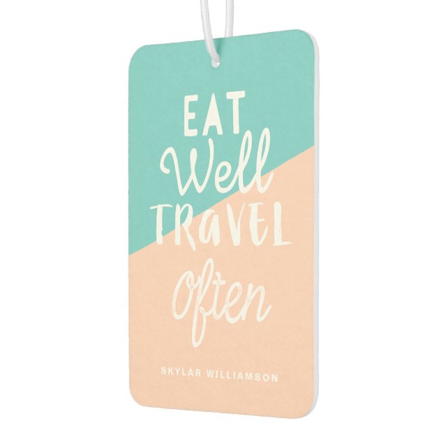 Eat Well Travel Often Chic Tropical Fruit Monogram Car Air Freshener (Left)