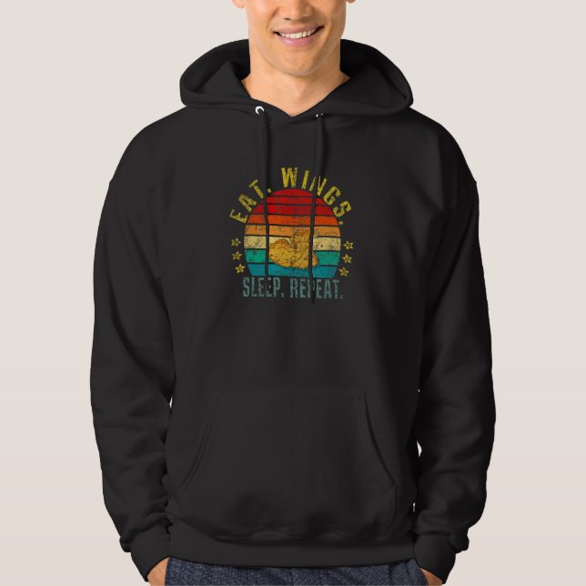 Eat Wings Sleep Repeat  Retro Hoodie (Front)