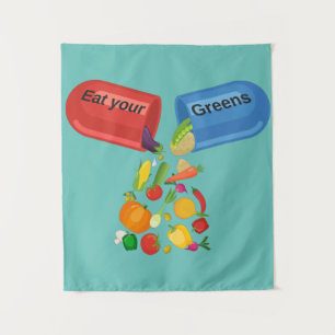Eat Your Greens Veggie Pill Nutrition Healthy Food Tapestry