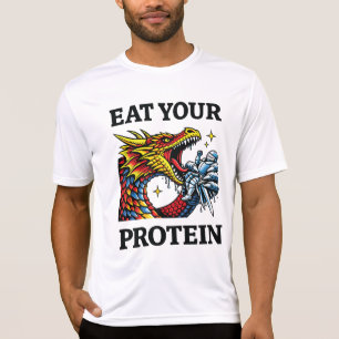 Eat Your Protein – Epic Dragon Eating Knight T-Shirt
