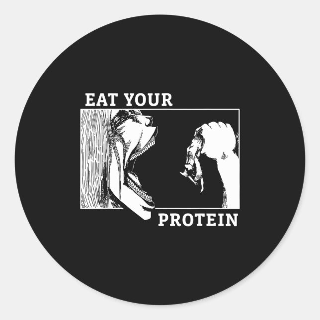 Eat Your Protein Man Vs Gym Fitness  Classic Round Sticker (Front)