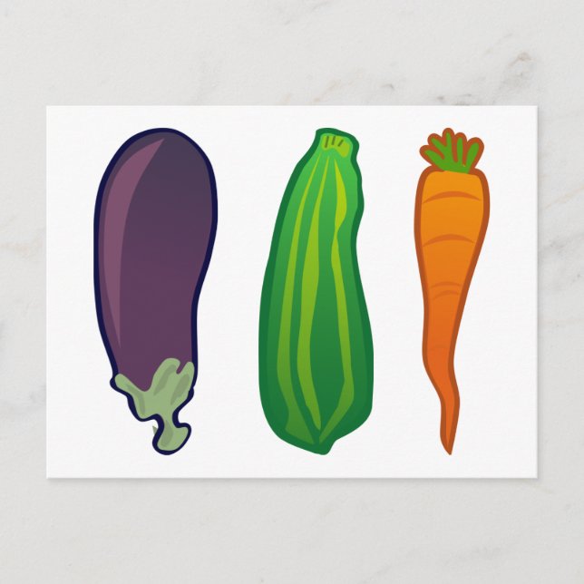 Eat Your Veggies Carrot Zucchini Eggplant Postcard (Front)