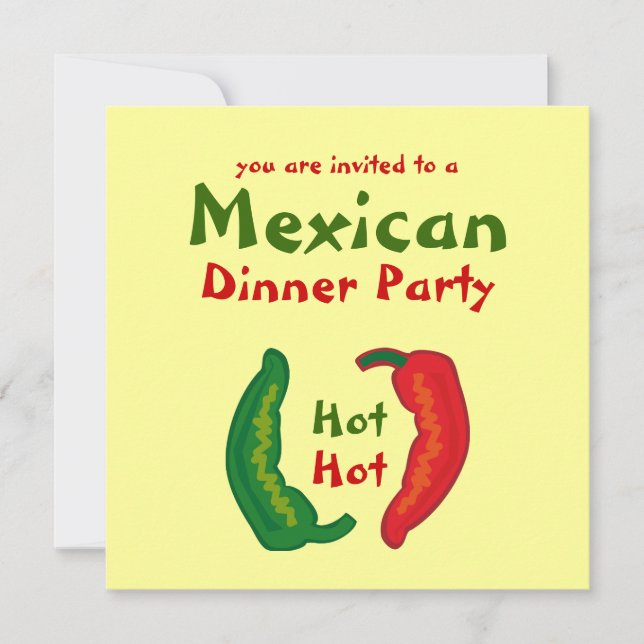 Eat Your Veggies Chilli Mexican Dinner Party Invit Invitation (Front)