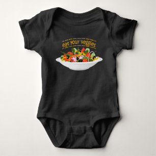 Eat Your Veggies Quote fresh salad mix bowl Baby Bodysuit