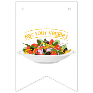 Eat Your Veggies Quote fresh salad mix bowl Bunting