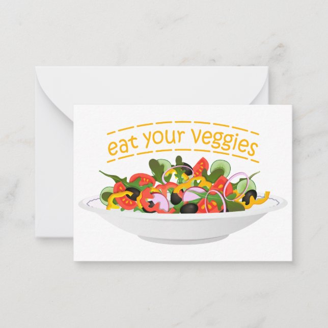 Eat Your Veggies Quote fresh salad mix bowl Card (Front)