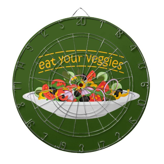 Eat Your Veggies Quote fresh salad mix bowl Dartboard (Front)