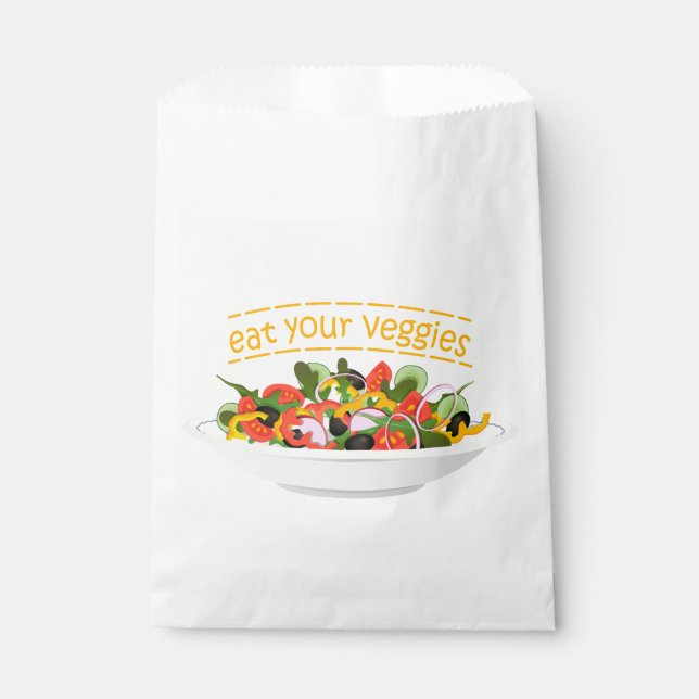 Eat Your Veggies Quote fresh salad mix bowl Favour Bags (Front)