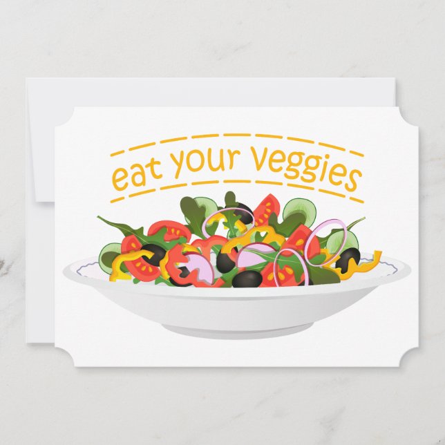 Eat Your Veggies Quote fresh salad mix bowl Holiday Card (Front)