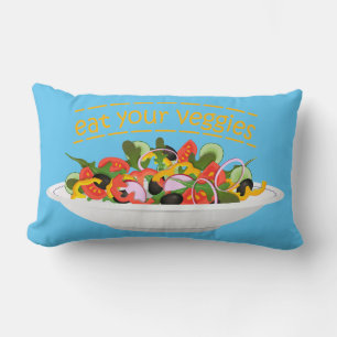 Eat Your Veggies Quote fresh salad mix bowl Lumbar Cushion