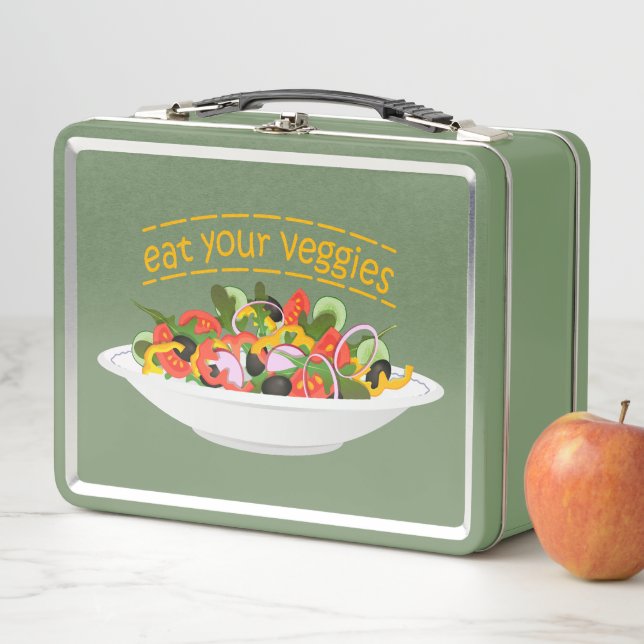 Eat Your Veggies Quote fresh salad mix bowl Metal Lunch Box (In Situ)