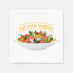 Eat Your Veggies Quote fresh salad mix bowl Napkin