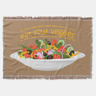 Eat Your Veggies Quote fresh salad mix bowl Throw Blanket