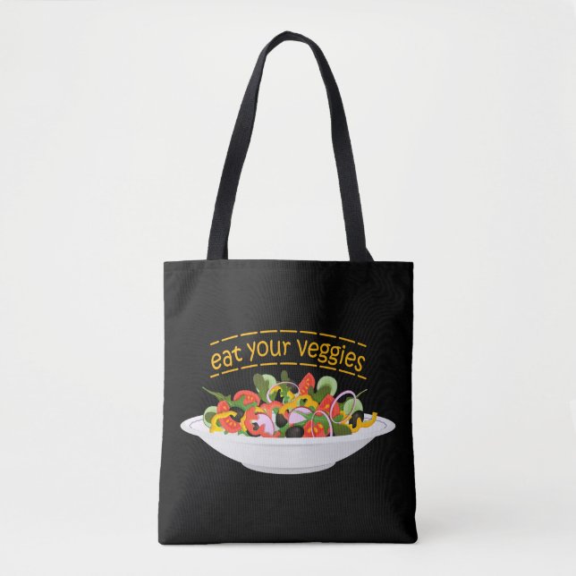 Eat Your Veggies Quote fresh salad mix bowl Tote Bag (Front)