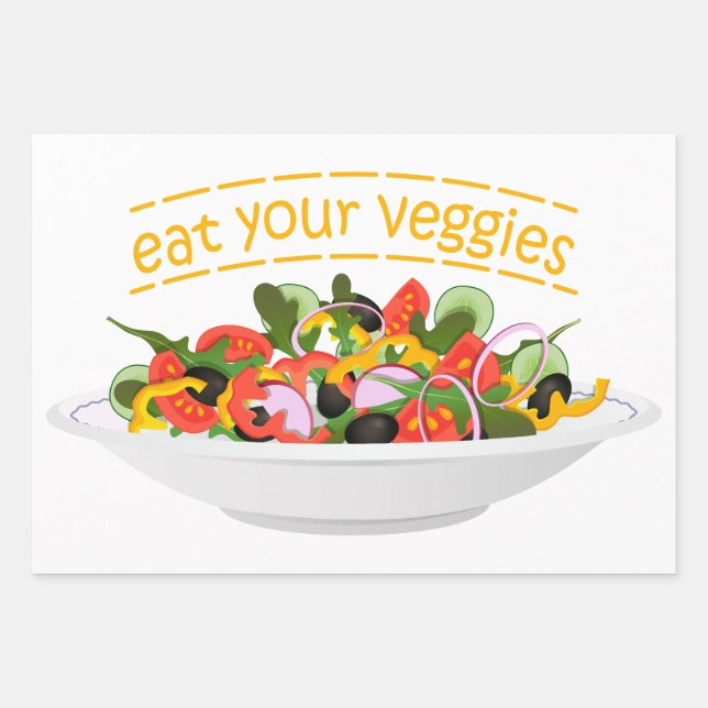 Eat Your Veggies Quote fresh salad mix bowl Wrapping Paper Sheet (Front)