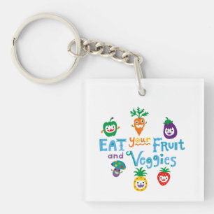 Eat Your Veggies, Veggies, Cute Graphic Key Ring