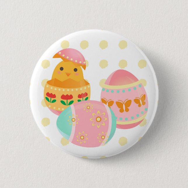 Eater Egg Chick Design Botton 6 Cm Round Badge (Front)