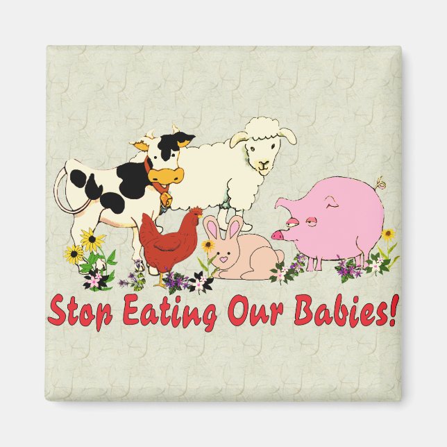 Eating Animal Babies Magnet (Front)