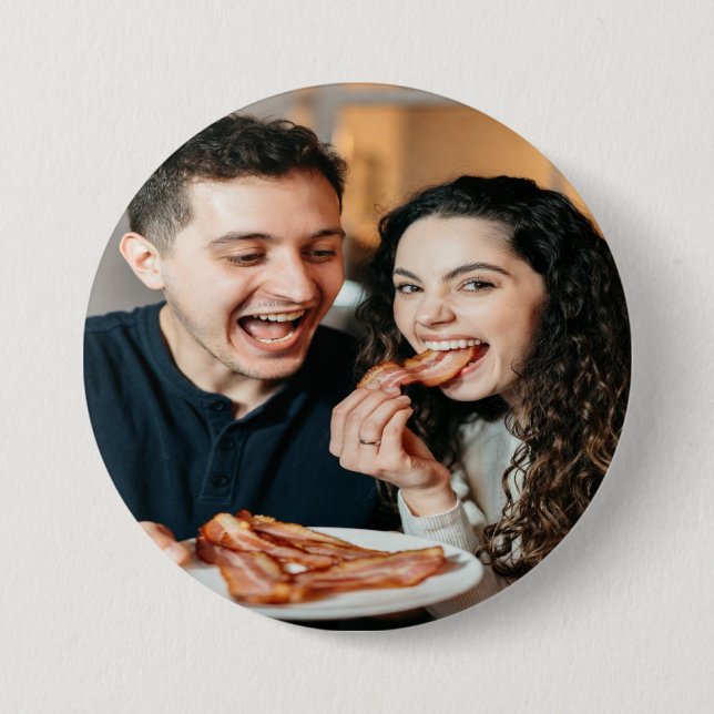 Eating Bacon Photo Customize Personalize 7.5 Cm Round Badge (Front)