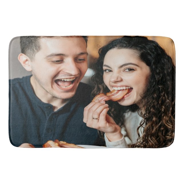 Eating Bacon Photo Customize Personalize Bath Mat (Front)