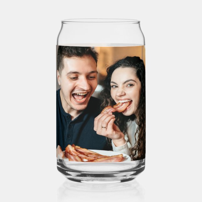 Eating Bacon Photo Customize Personalize Can Glass (Front)