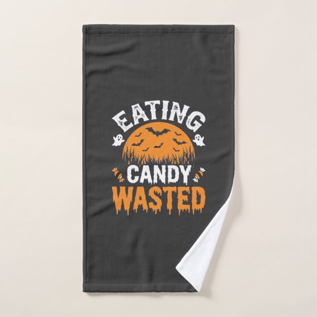 Eating Candy Wasted Halloween Design_1 Hand Towel (Hand Towel)