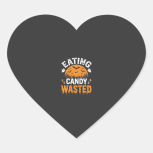 Eating Candy Wasted Halloween Design_1 Heart Sticker