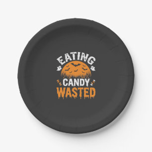Eating Candy Wasted Halloween Design_1 Paper Plate