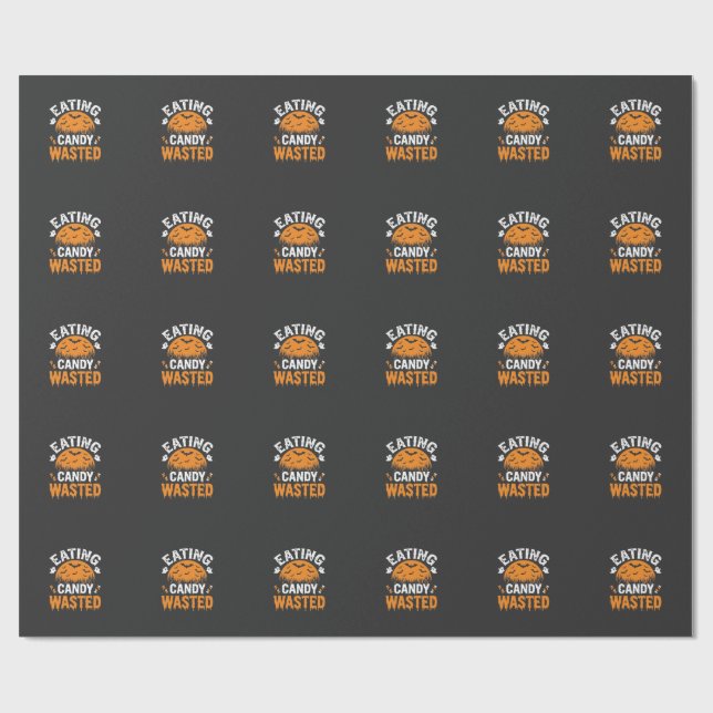 Eating Candy Wasted Halloween Design_1 Wrapping Paper (Flat)