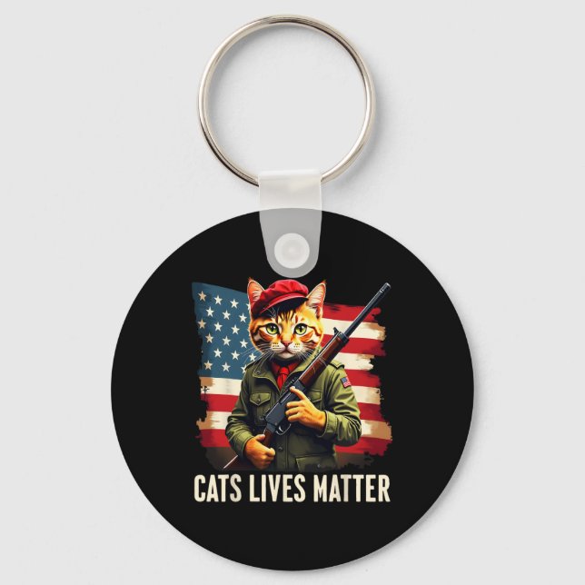 Eating Cats Lives Problem Funny Donald Trump 2024  Key Ring (Front)