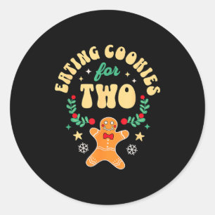 Eating Christmas Cookies For Two - Pregnancy Revea Classic Round Sticker