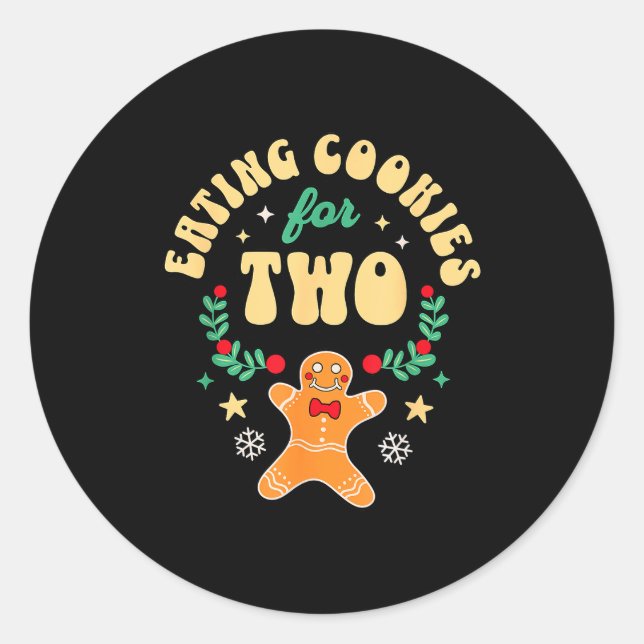 Eating Christmas Cookies For Two - Pregnancy Revea Classic Round Sticker (Front)