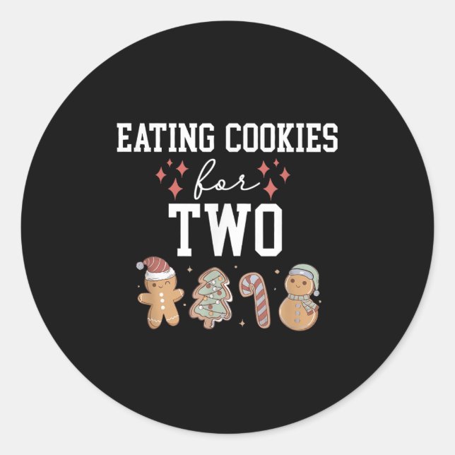 Eating Christmas Cookies For Two Pregnancy Reveal  Classic Round Sticker (Front)