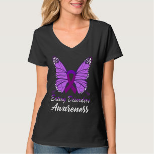 Eating Disorders Awareness Butterfly Purple Ribbon T-Shirt