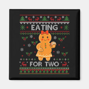 Eating For Two Pregnancy Announcement Ugly Sweater Magnet