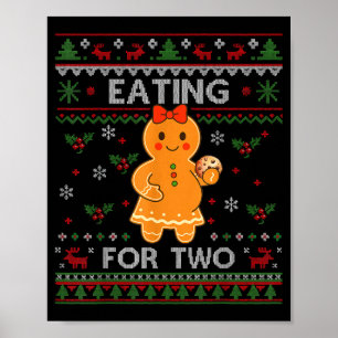 Eating For Two Pregnancy Announcement Ugly Sweater Poster