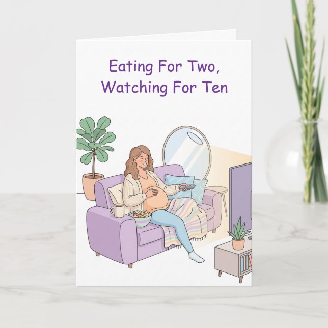 Eating For Two Watching For Ten Funny Pregnancy Card (Front)