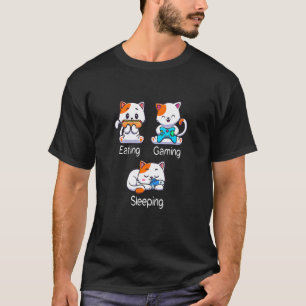 Eating Gaming Sleeping Cat Men Kids T-Shirt