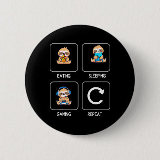 Eating Gaming Sleeping Playing Video Game Gamer Sl 6 Cm Round Badge