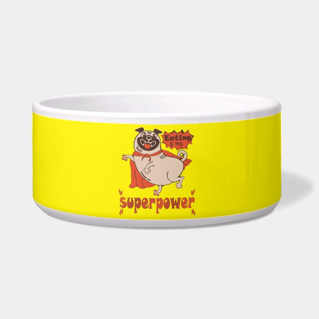 Eating is my superpower red cloak pug comic style  (Front)