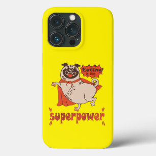 Eating is my superpower red cloak pug comic style iPhone 13 pro case