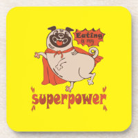 Eating is my superpower red cloak pug comic style