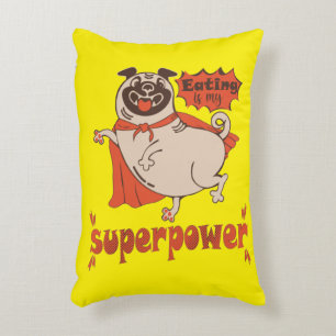 Eating is my superpower red cloak pug comic style  decorative cushion